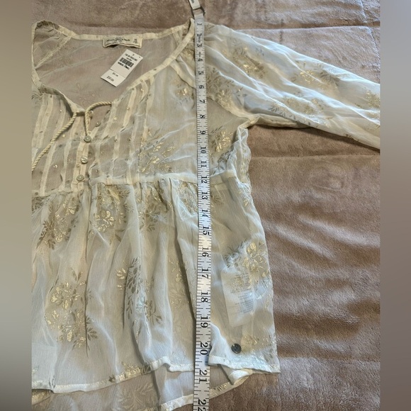 Abercrombie & Fitch Sheer Blouse Size XS Babydoll Cream NWT - Picture 5 of 9